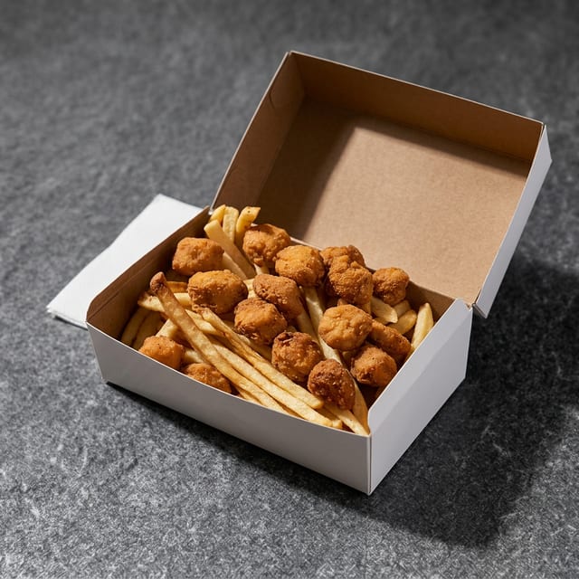 Made Kids Popcorn Chicken w Skinny Fries.