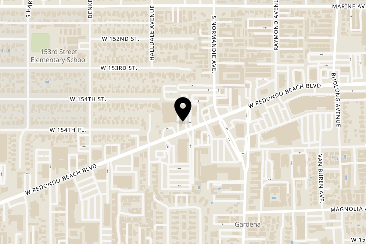 Map showing the location of Made Burgers Gardena on 1425 W Redondo Beach Blvd in Gardena