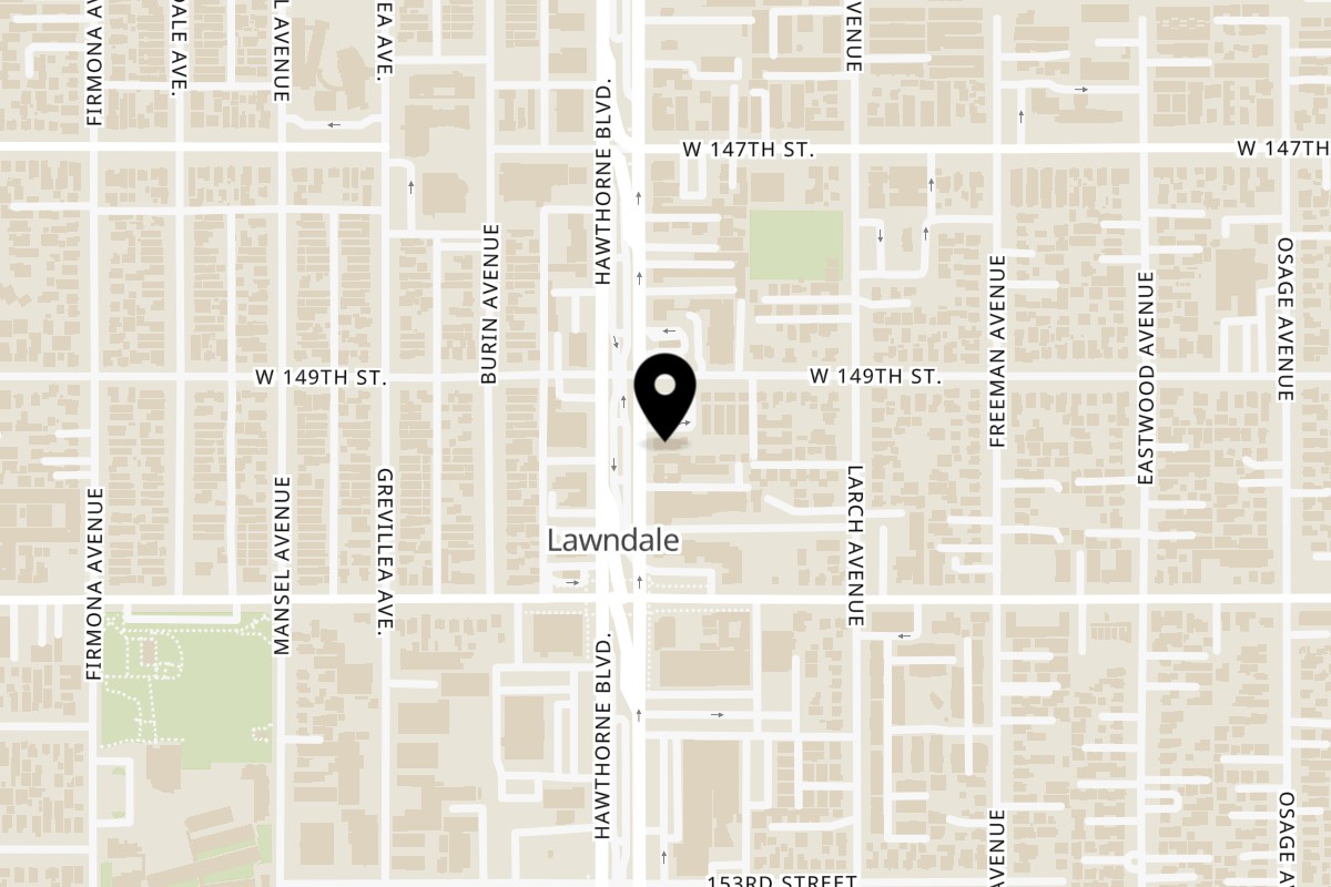 Map showing the location of Made Burgers Lawndale on 14916 Hawthorne Blvd in Lawndale
